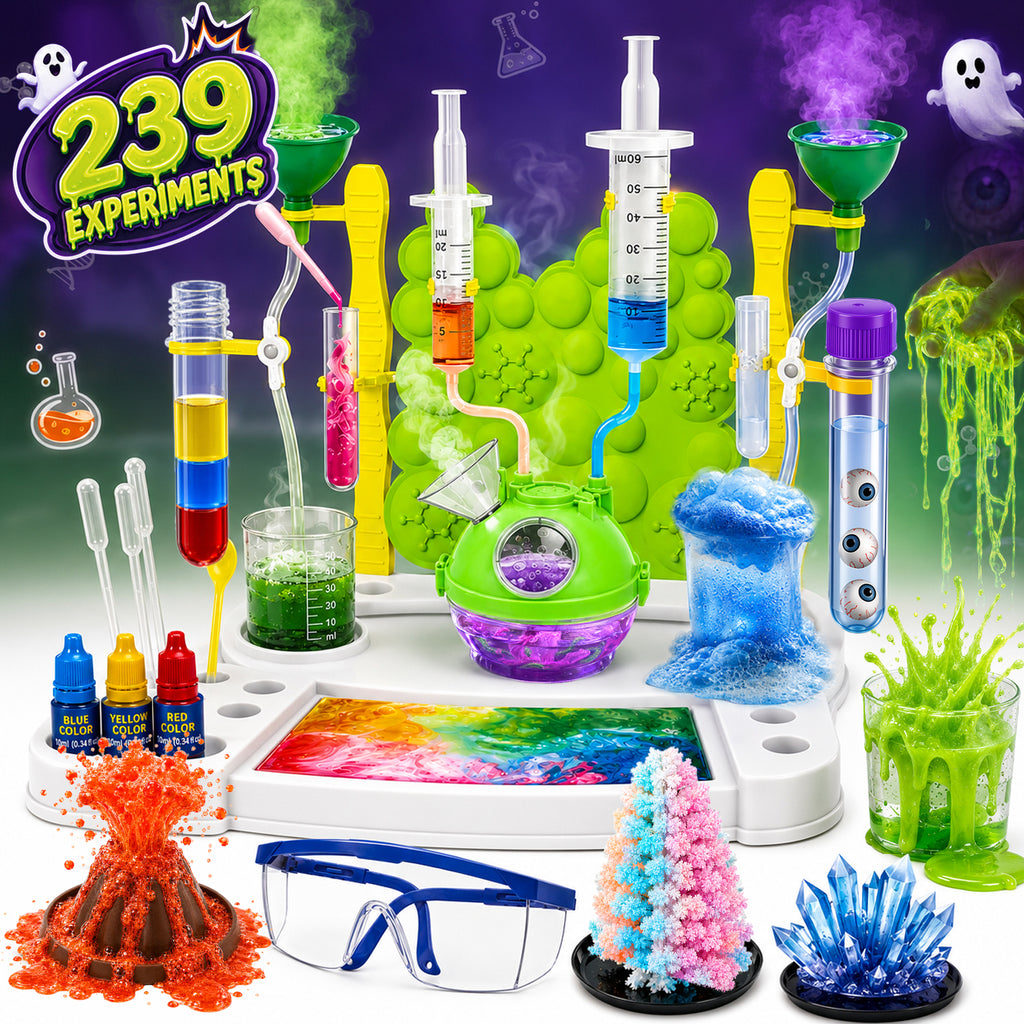 239 Experiments Science Kits for Kids, Lab Experiments Science Kits, with Erupting Volcano, S.T.E.M Toys Activities, Educational Gifts for Boys Girls