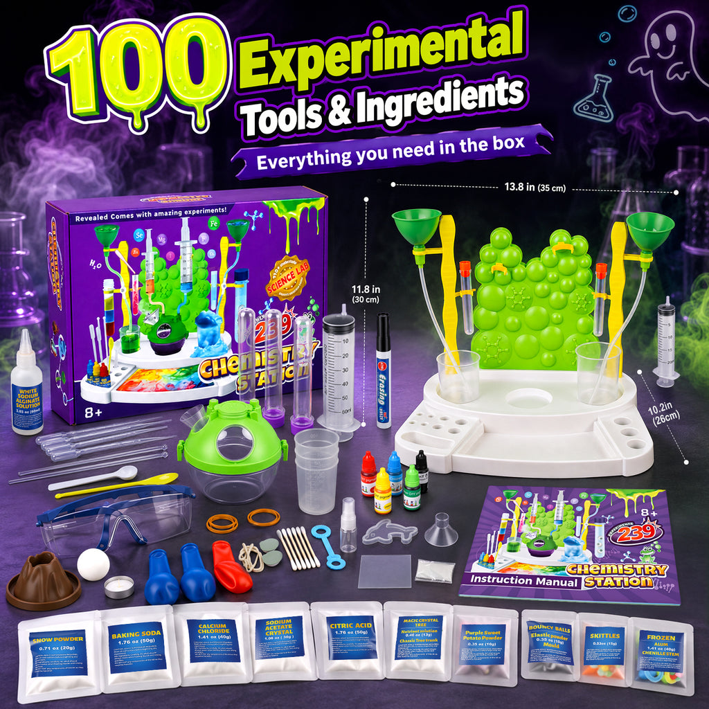239 Experiments Science Kits for Kids, Lab Experiments Science Kits, with Erupting Volcano, S.T.E.M Toys Activities, Educational Gifts for Boys Girls