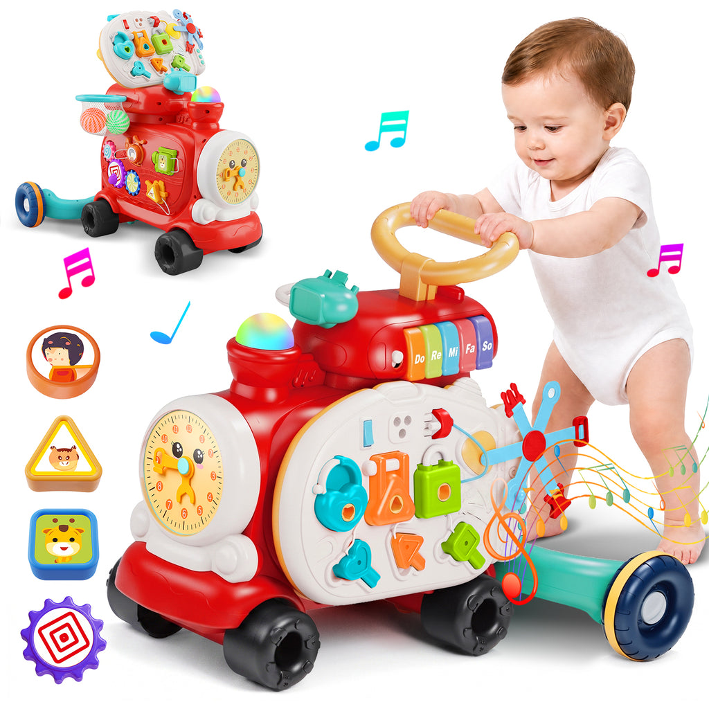 3 in 1 Baby Push Walker Toys for 6-12 Months, Toddler Walking Toy with Activity Center, Sit-to-Stand Early Learning Walker Toys Bitrhday Gift