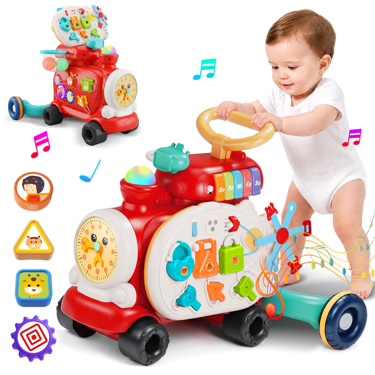 3 in 1 Baby Push Walker Toys for 6-12 Months, Toddler Walking Toy with Activity Center, Sit-to-Stand Early Learning Walker Toys Bitrhday Gift
