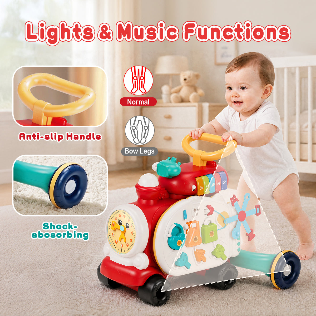 3 in 1 Baby Push Walker Toys for 6-12 Months, Toddler Walking Toy with Activity Center, Sit-to-Stand Early Learning Walker Toys Bitrhday Gift